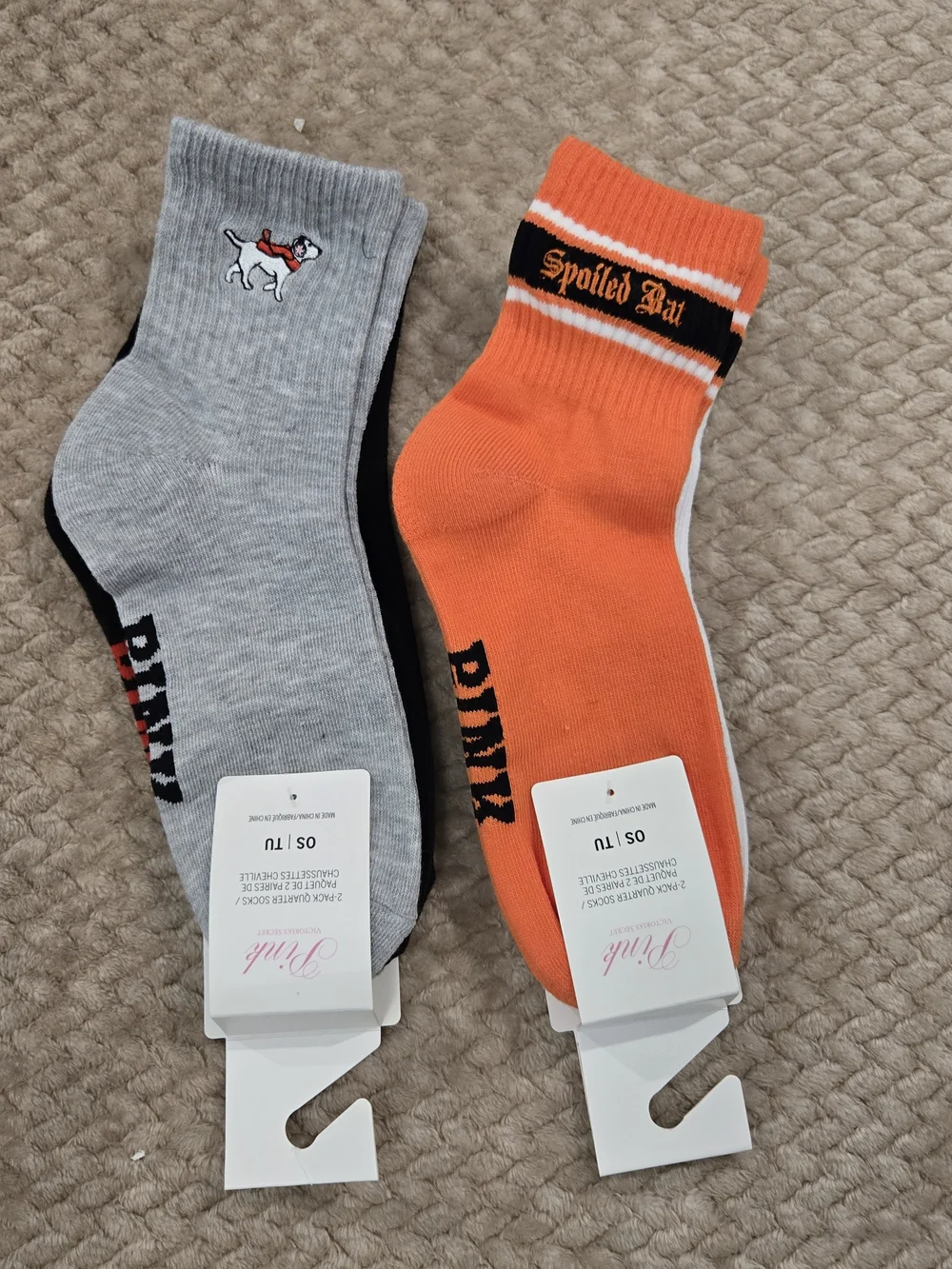 Victoria’s Secret PINK Halloween Christmas Socks 4 Pair Lot NWT OS